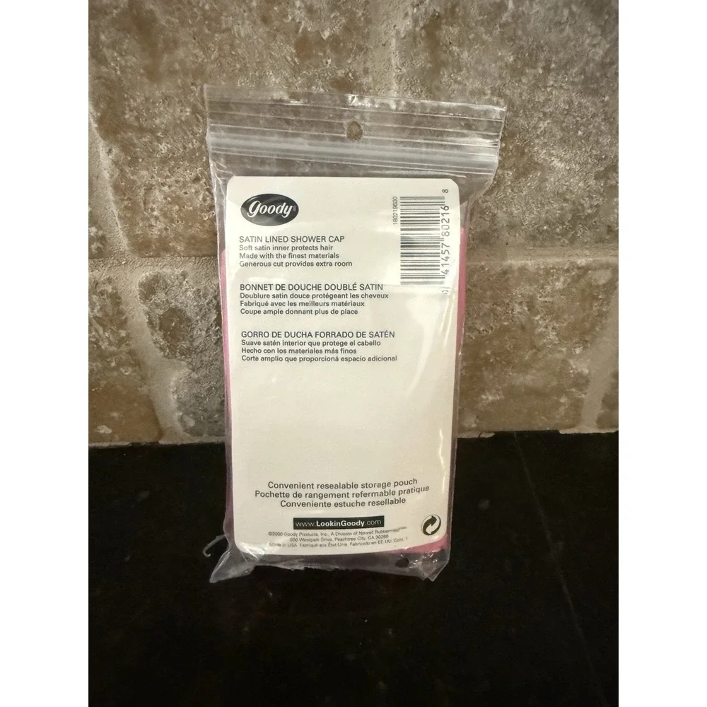 Vintage 2000 Y2K Goody Satin Lined Pink Shower Cap‎ X-Large Size Sealed